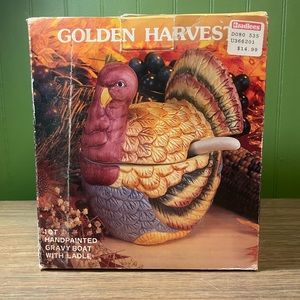 Vintage Turkey Gravy Boat Golden Harvest Bradlees